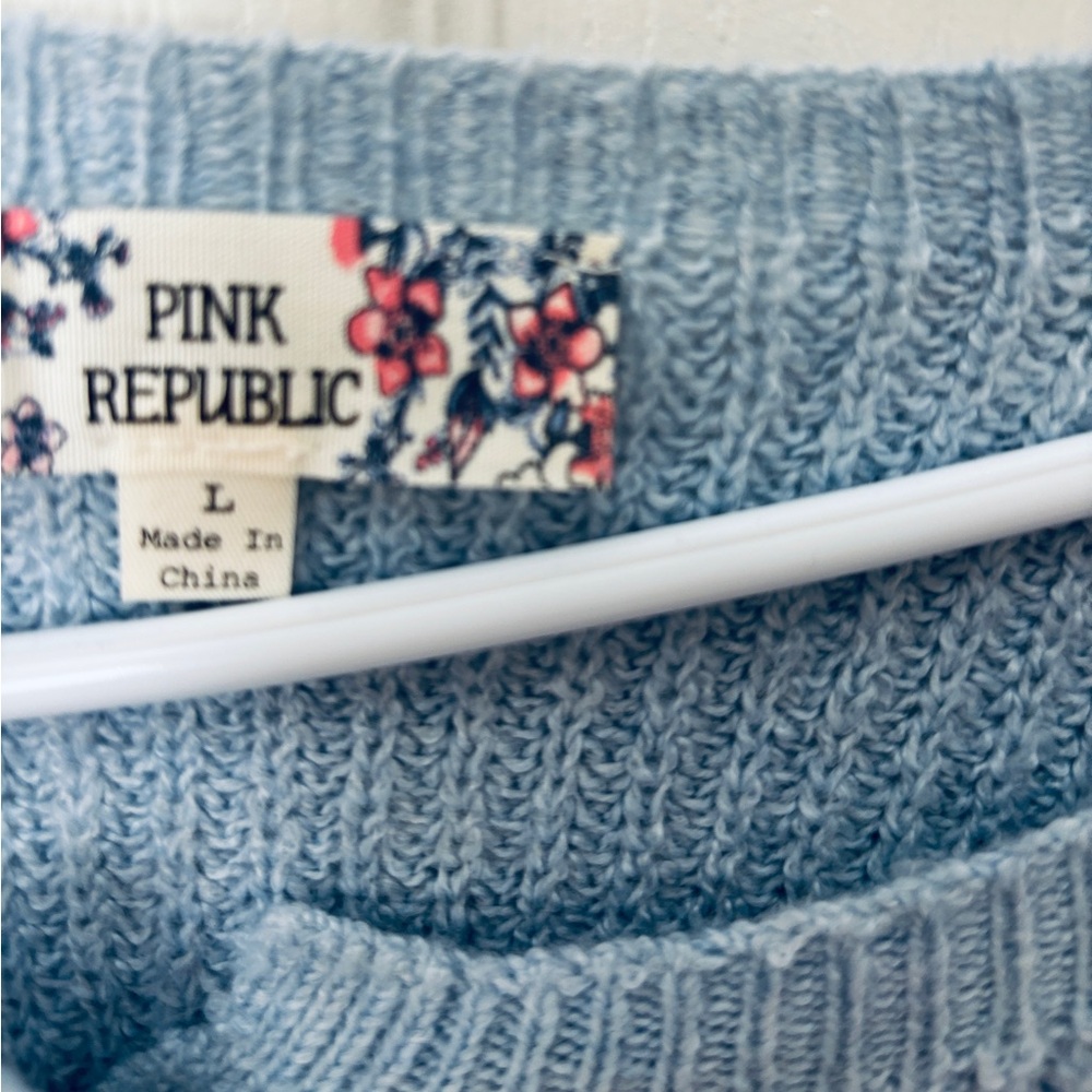 Pink Republic Cozy Light Blue Button-Front Women's Sweater Cardigan NEW Large - Picture 11 of 11